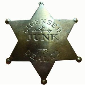 1960's Brass Sheriff Star 'Licensed Junk Dealer' Pin / Badge